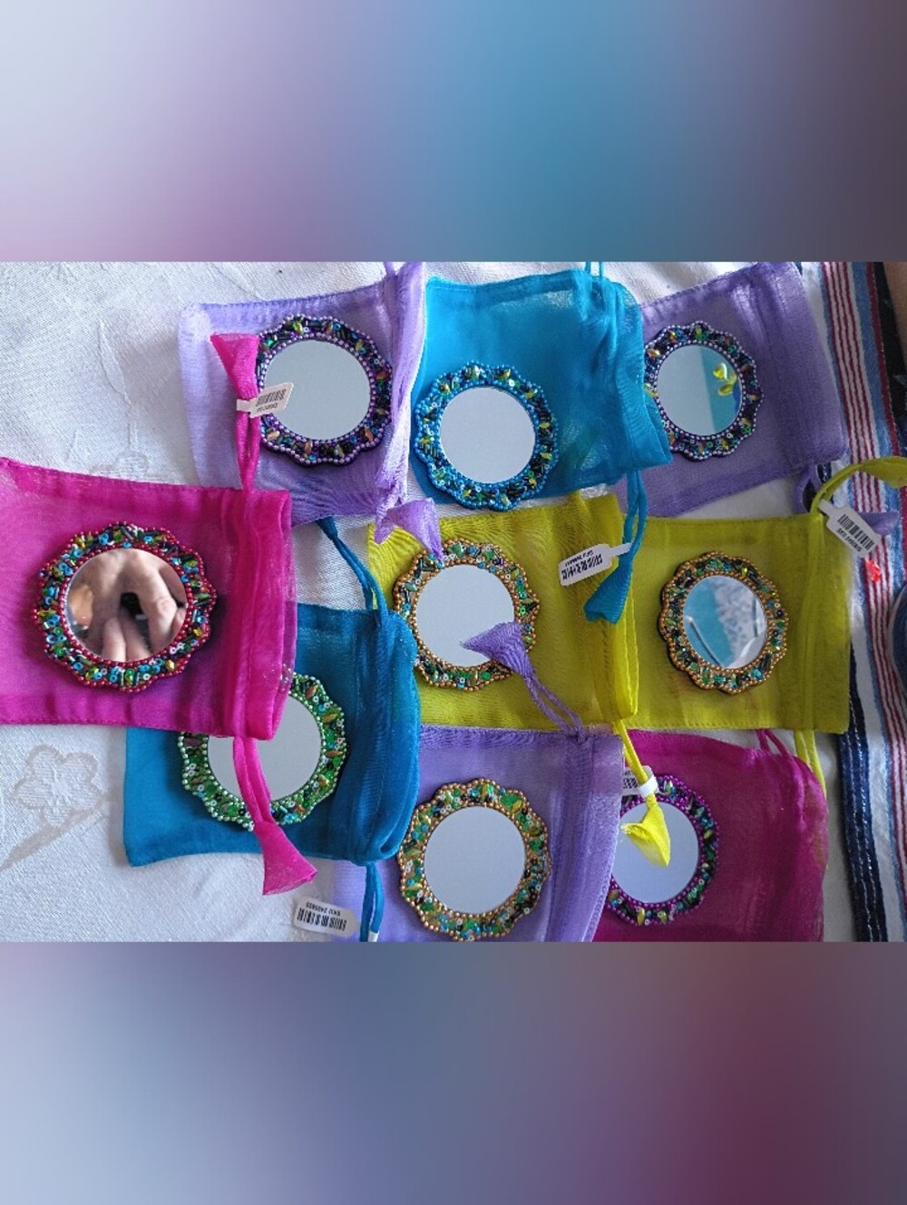 Pier 1, Glitter Round Purse Mirror With Pouch,Random Pull,Variety Of Colors, NWT